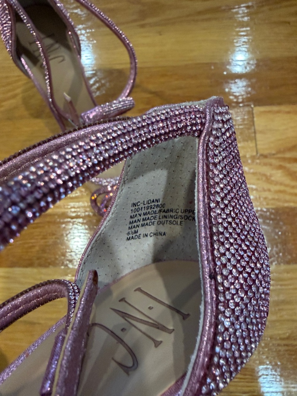 Pink Rhinestone Bow Accent Heels - Picture 6 of 6